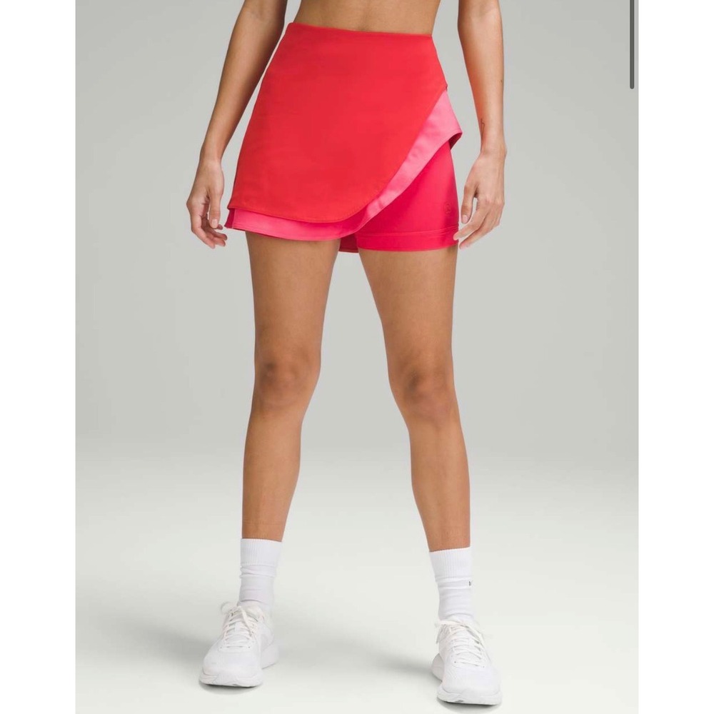Lululemon Asymmetrical Layered High Rise Tennis Skirt 8 Red Pink W8AIRS Active